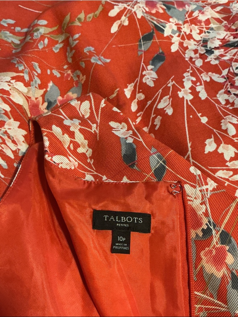 Talbots Coral Red Floral Midi Sheath Dress - Picture 4 of 5